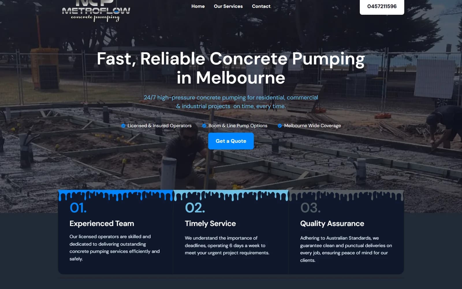 Metroflow Concrete website screenshot