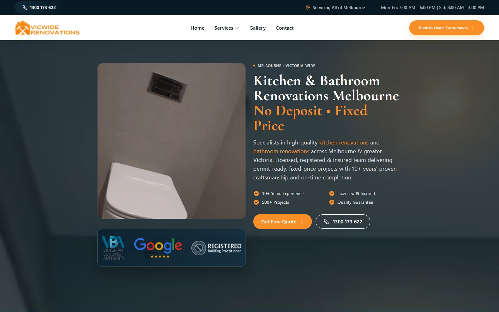 Vicwide Renovations website screenshot